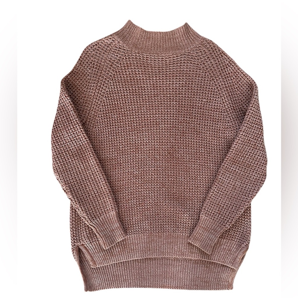 BDG Ribbed Mock Neck Sweater in Mauve